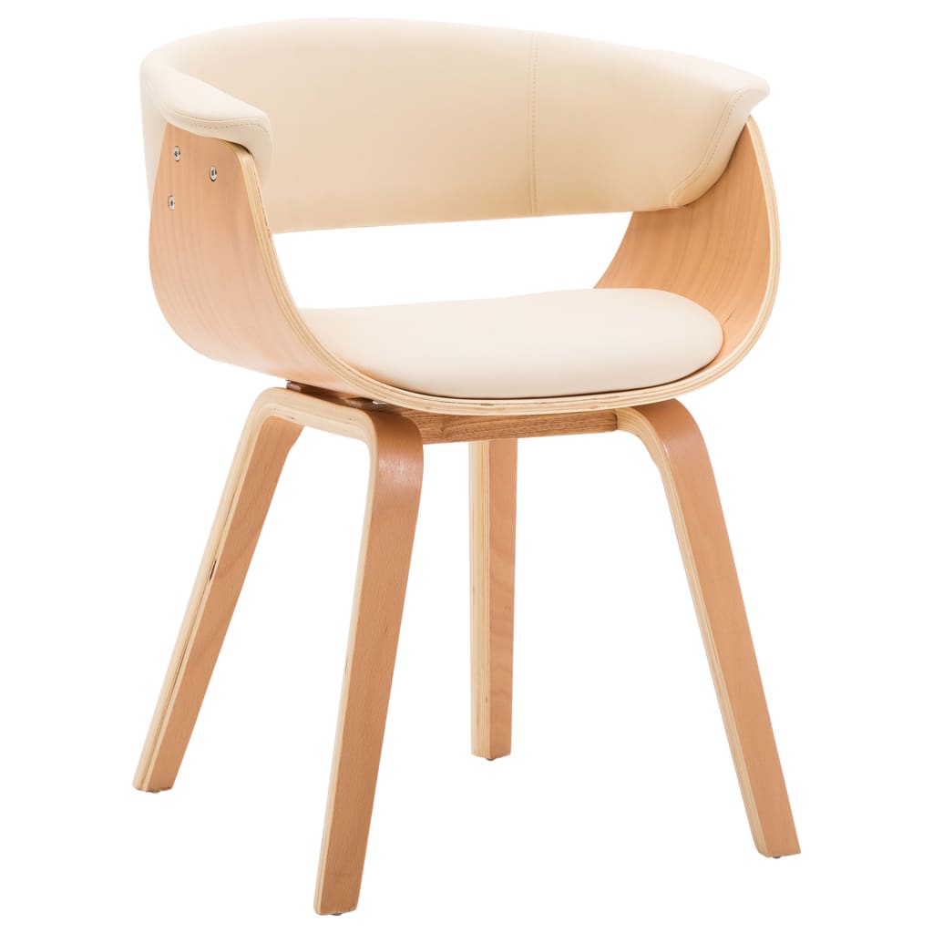 Eetkamerstoelen 6 St Gebogen Hout En Kunstleer Crème - Design Meubelz