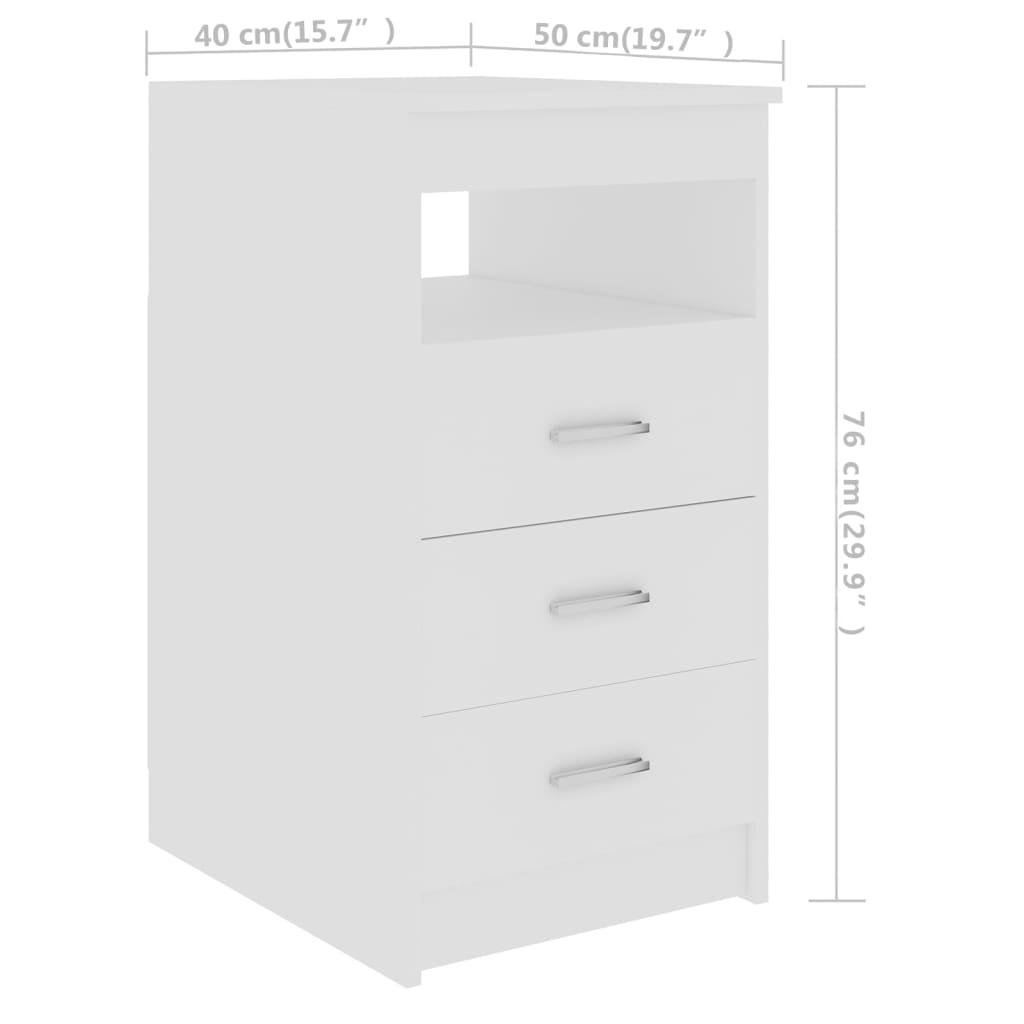 Ladekast 40X50X76 Cm Bewerkt Hout Wit - Design Meubelz