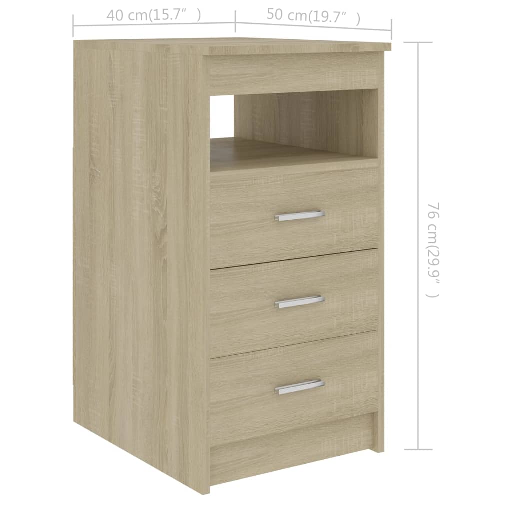 Ladekast 40X50X76 Cm Bewerkt Hout Sonoma Eikenkleurig - Design Meubelz