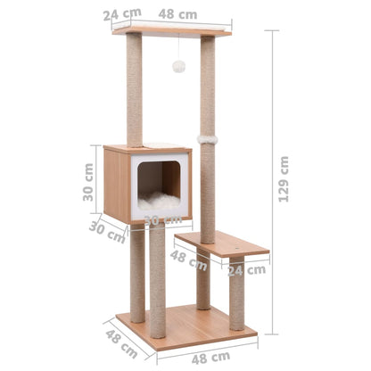 Kattenkrabpaal Met Sisal Krabmat 129 Cm Wit - Design Meubelz