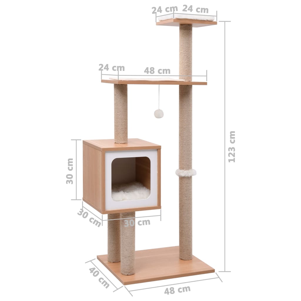 Kattenkrabpaal Met Sisal Krabmat 123 Cm Wit - Design Meubelz