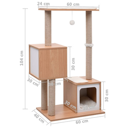 Kattenkrabpaal Met Sisal Krabmat 104 Cm Wit - Design Meubelz