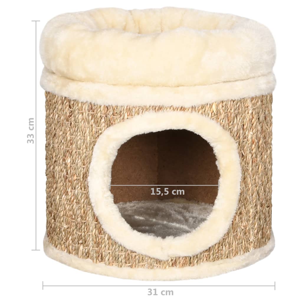 Kattenhuis Met Luxe Kussen 33 Cm Zeegras - Design Meubelz