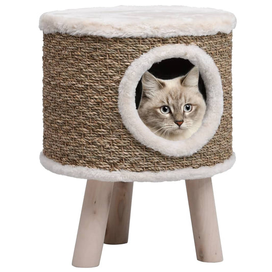 Kattenhuis Met Houten Poten 41 Cm Zeegras - Design Meubelz