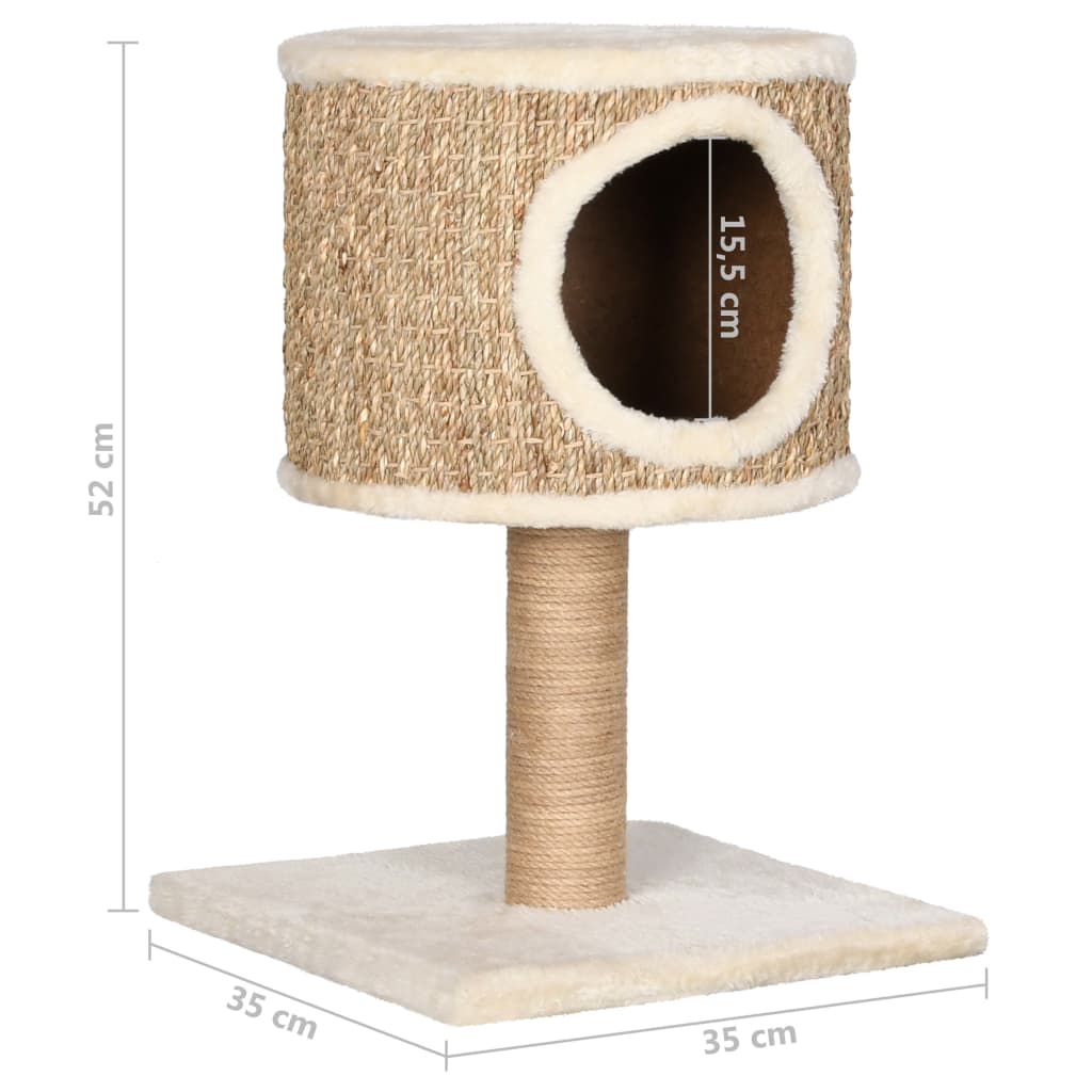 Kattenmeubel Met Huis En Krabpaal 52 Cm Zeegras - Design Meubelz