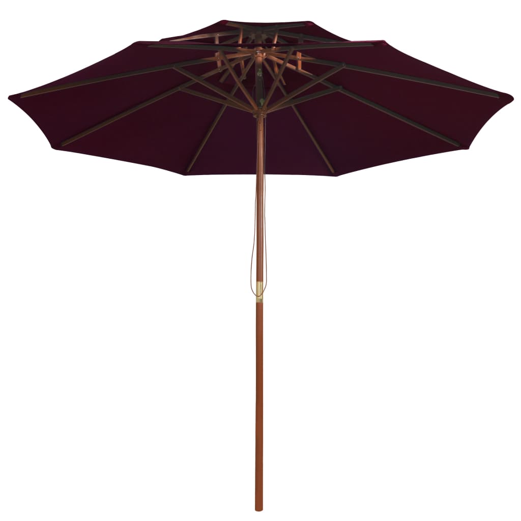 Parasol dubbeldekker met houten paal 270 cm bordeauxrood