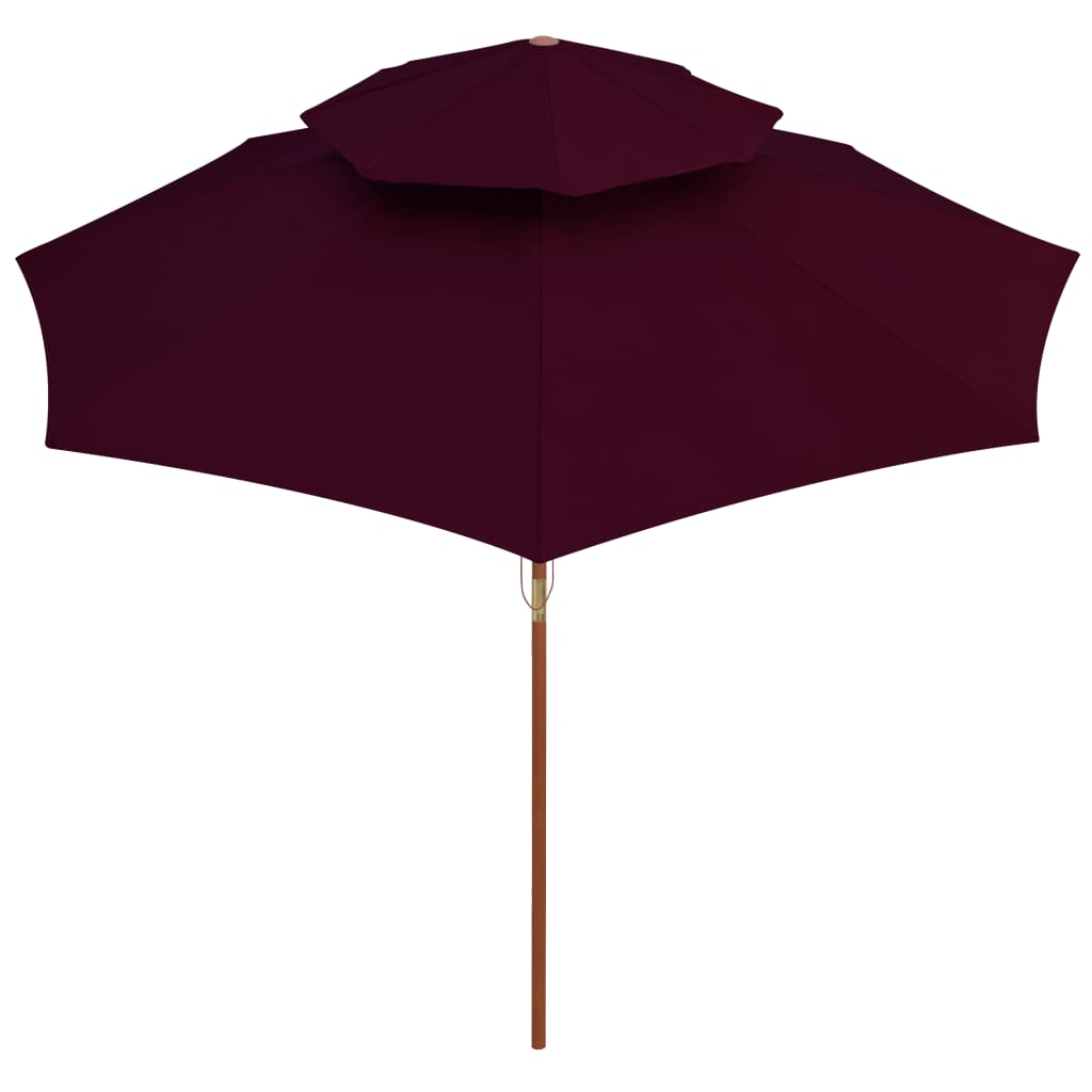 Parasol dubbeldekker met houten paal 270 cm bordeauxrood