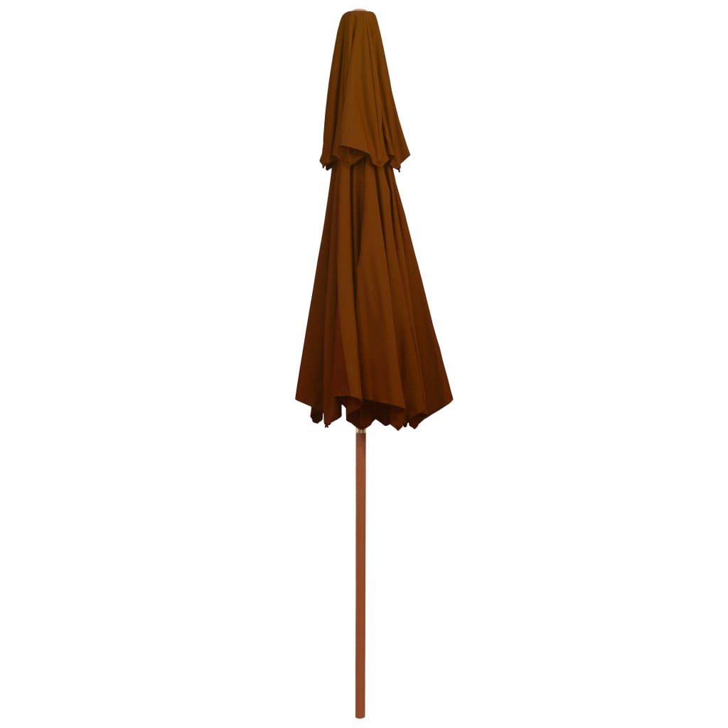 Parasol dubbeldekker met houten paal 270 cm terracottakleurig