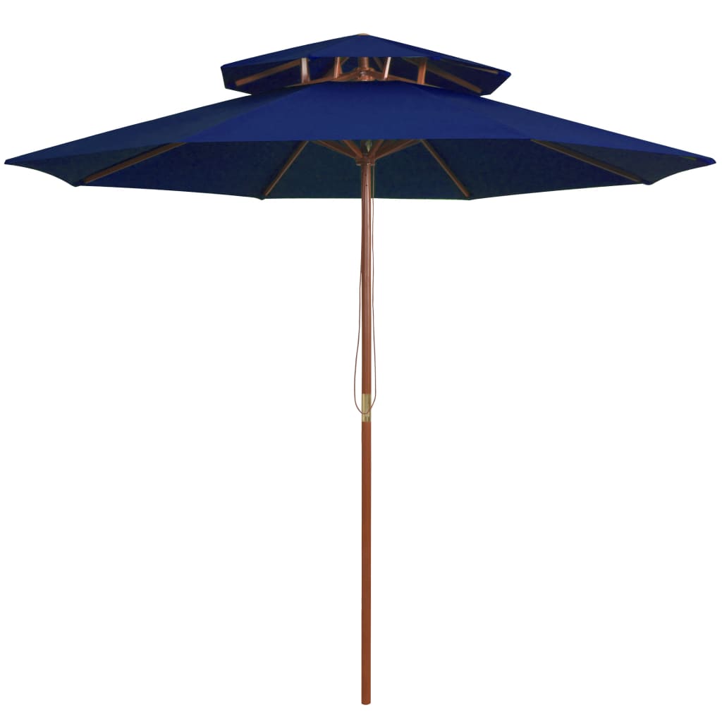 Parasol dubbeldekker met houten paal 270 cm blauw