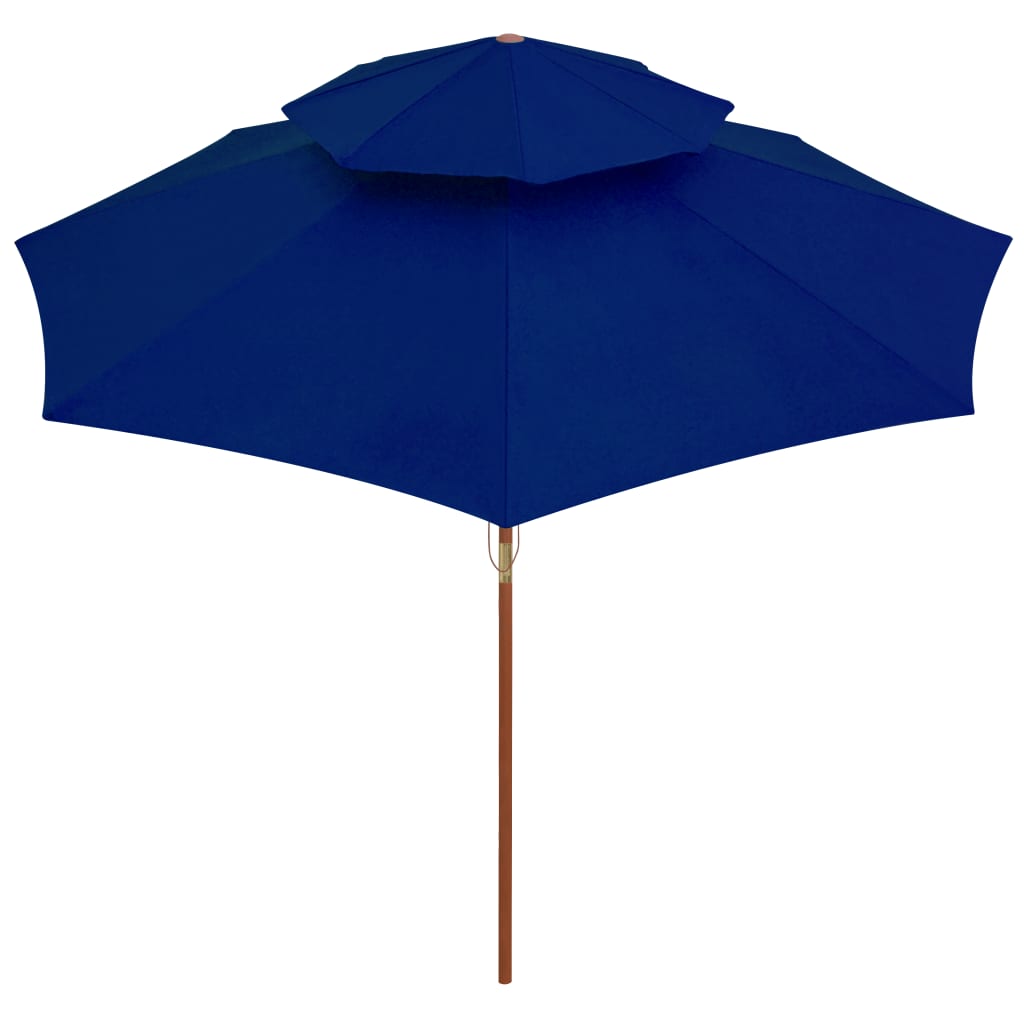 Parasol dubbeldekker met houten paal 270 cm blauw