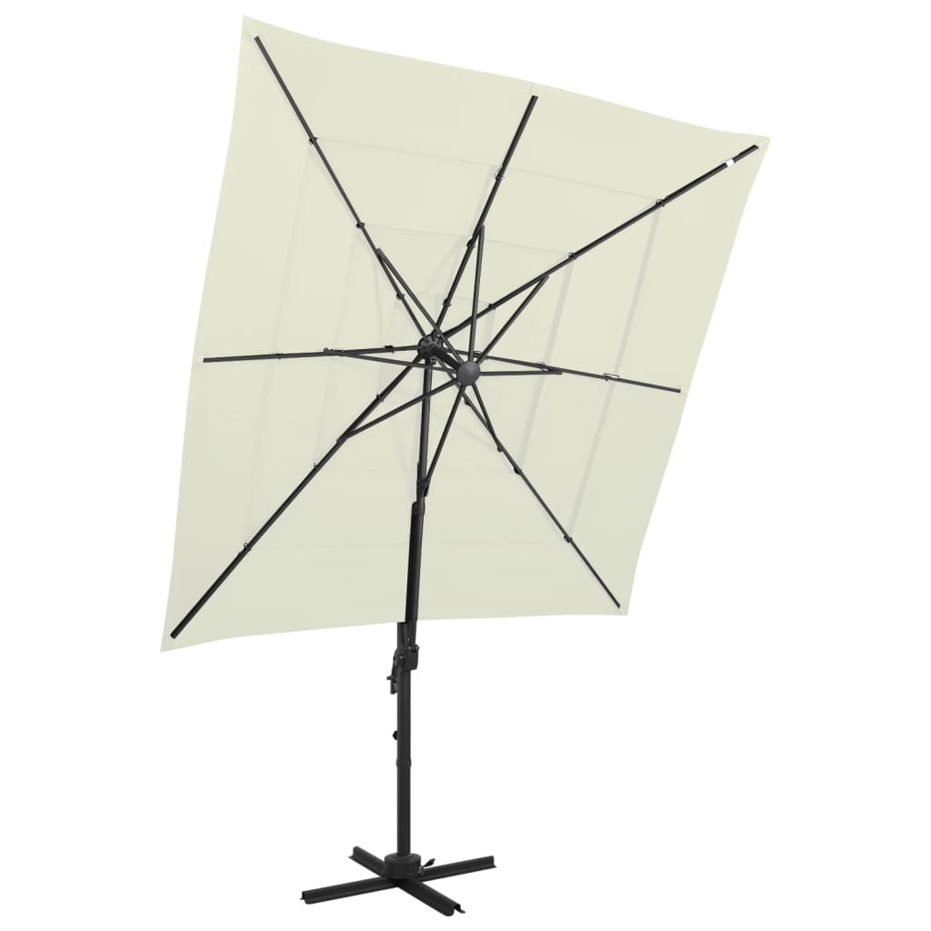 Parasol 4-laags met aluminium paal 250x250 cm zandkleurig