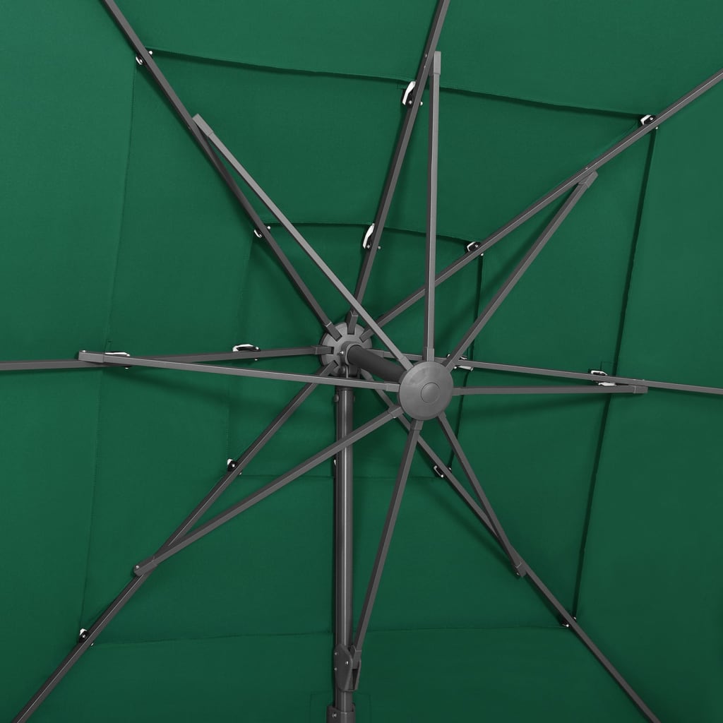 Parasol 4-laags met aluminium paal 250x250 cm groen