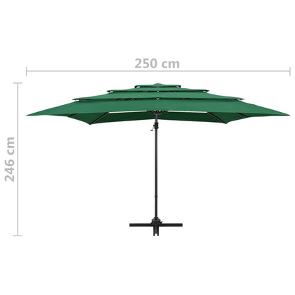 Parasol 4-laags met aluminium paal 250x250 cm groen