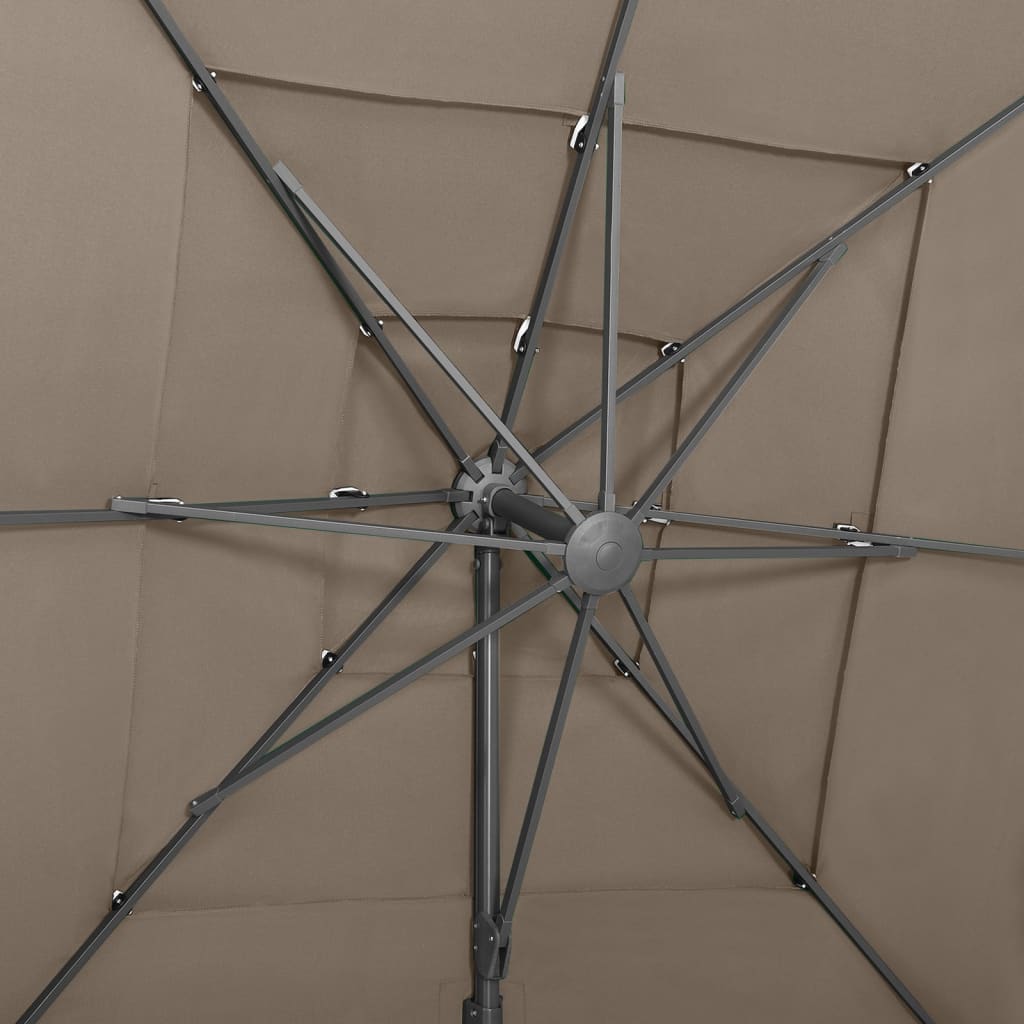 Parasol 4-laags met aluminium paal 250x250 cm taupe