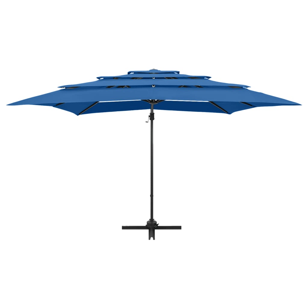 Parasol 4-laags met aluminium paal 250x250 cm azuurblauw