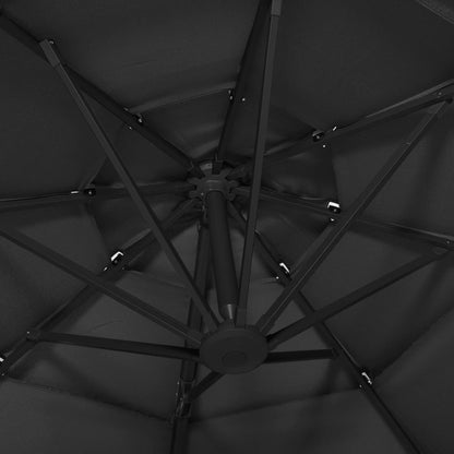 Parasol 4-laags met aluminium paal 3x3 m zwart