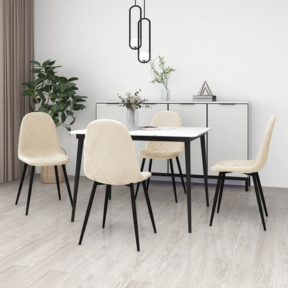 Eetkamerstoelen 4 St Fluweel Crèmewit - Design Meubelz