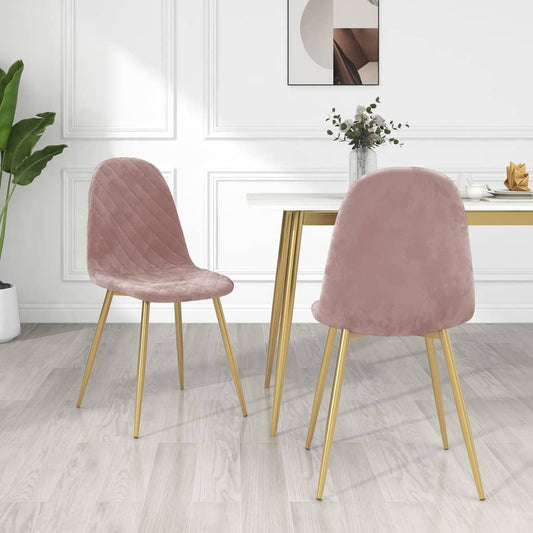 Eetkamerstoelen 2 St Fluweel Roze - Design Meubelz