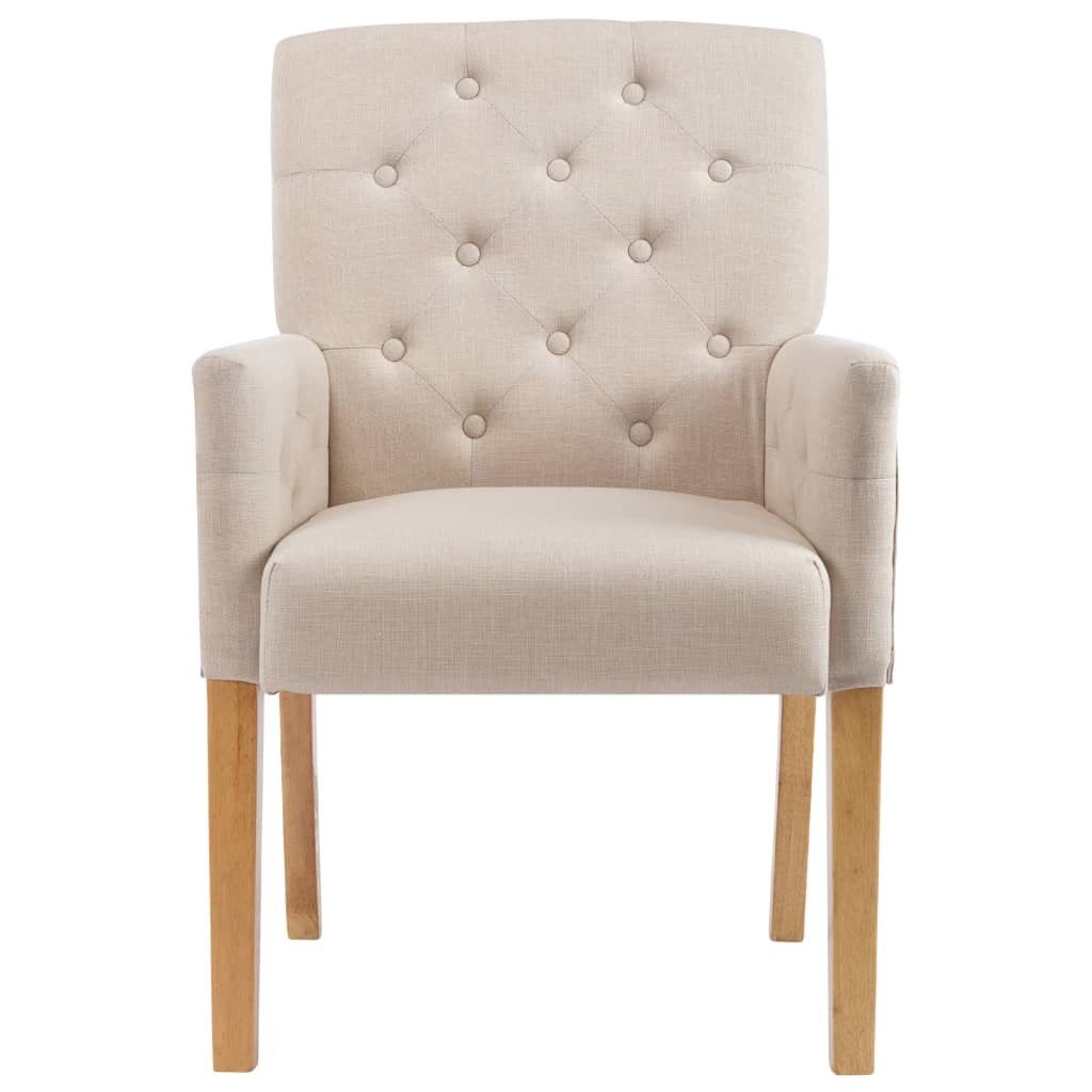 Eetkamerstoelen 4 St Met Armleuningen Stof Beige - Design Meubelz