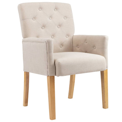 Eetkamerstoelen 4 St Met Armleuningen Stof Beige - Design Meubelz