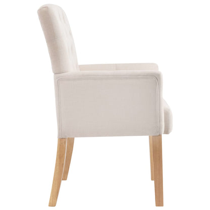 Eetkamerstoelen 4 St Met Armleuningen Stof Beige - Design Meubelz