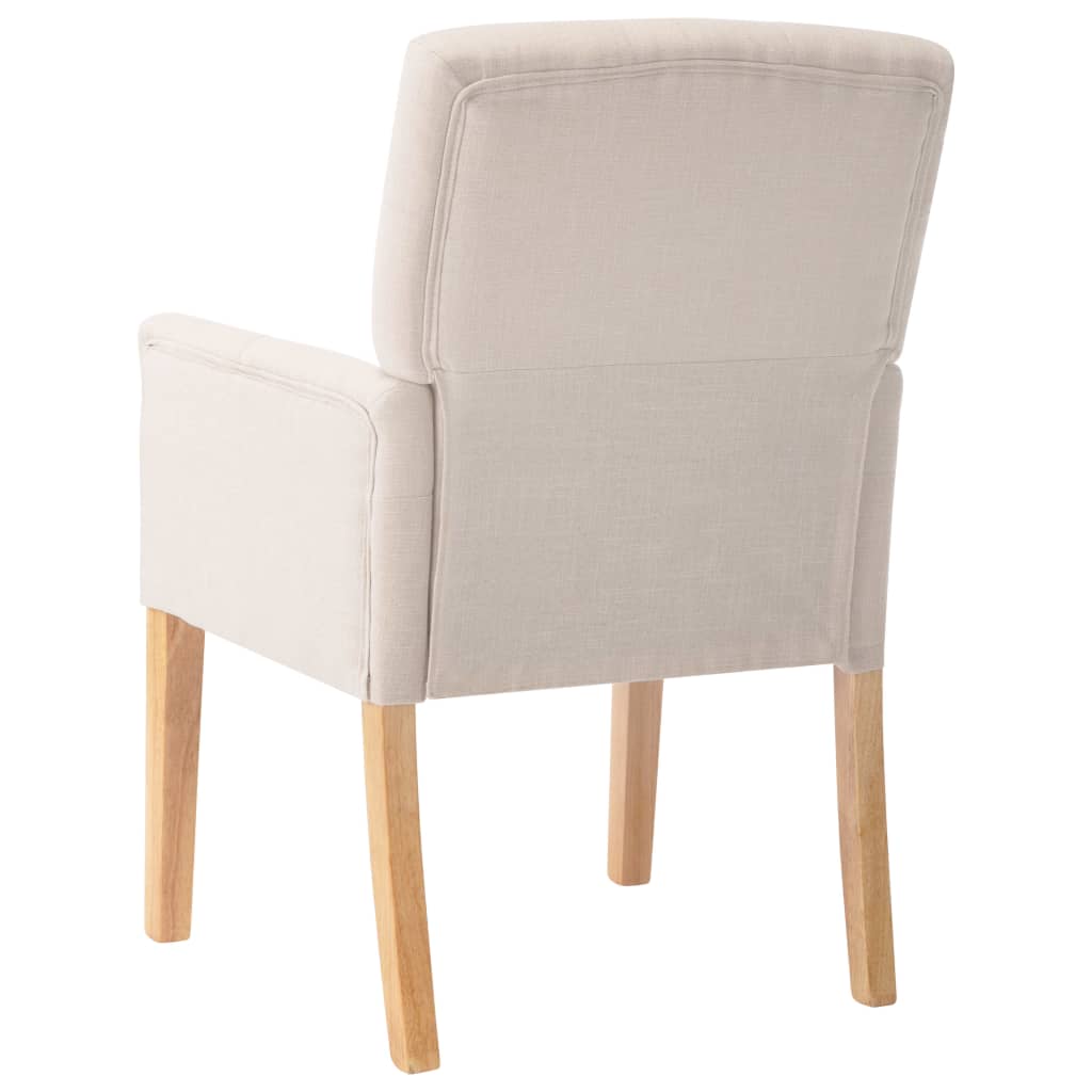 Eetkamerstoelen 4 St Met Armleuningen Stof Beige - Design Meubelz