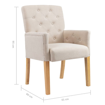 Eetkamerstoelen 4 St Met Armleuningen Stof Beige - Design Meubelz