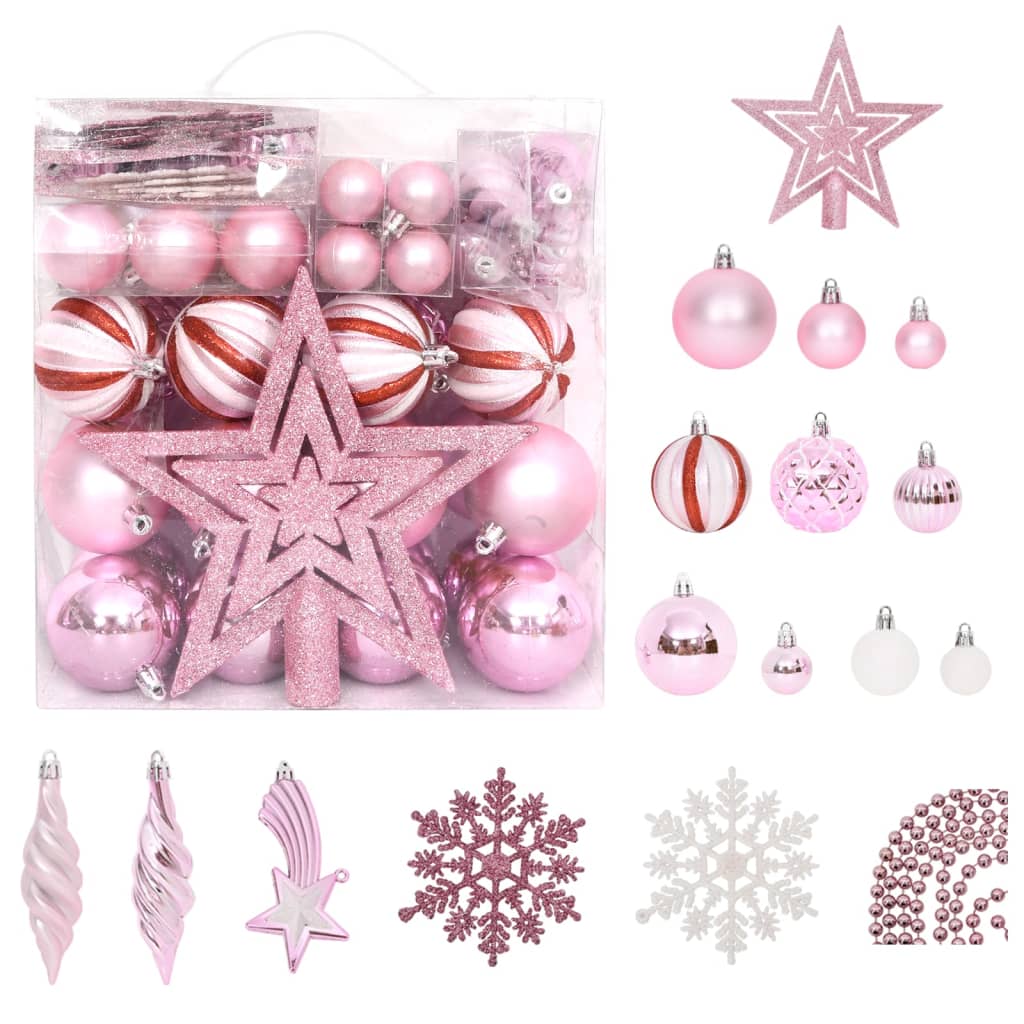 65-Delige Kerstballenset Roze/Rood/Wit Roze - Design Meubelz