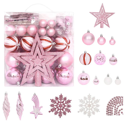 65-Delige Kerstballenset Roze/Rood/Wit Roze - Design Meubelz