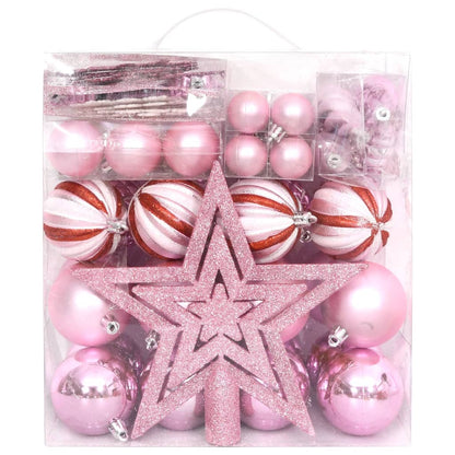 65-Delige Kerstballenset Roze/Rood/Wit Roze - Design Meubelz