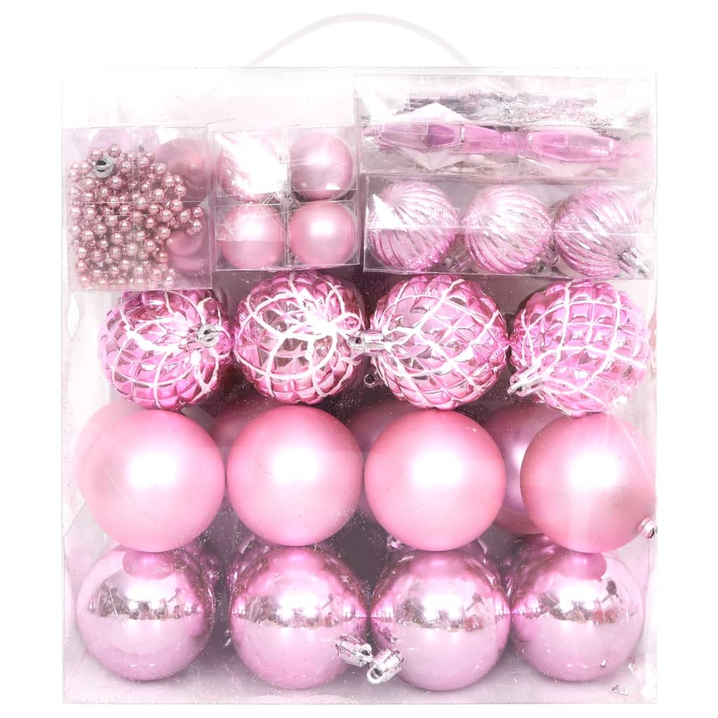 65-Delige Kerstballenset Roze/Rood/Wit Roze - Design Meubelz