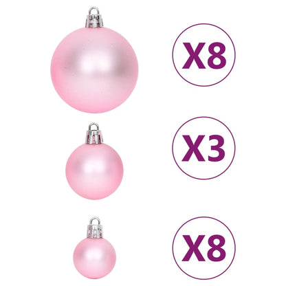 65-Delige Kerstballenset Roze/Rood/Wit Roze - Design Meubelz