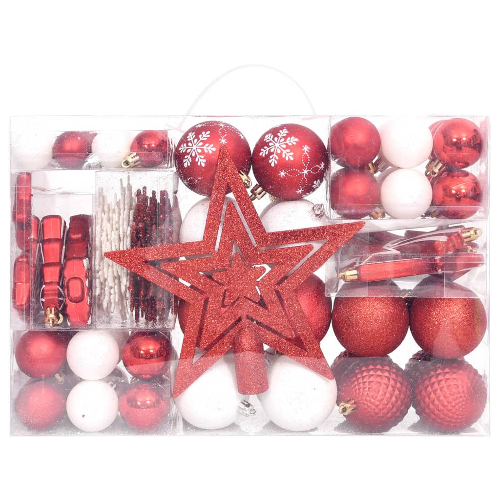 108-Delige Kerstballenset Rood En Wit Rood - Design Meubelz