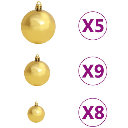 61-Delige Kerstballenset Met Piek En 150 Led's Goud En Brons 61 - Design Meubelz