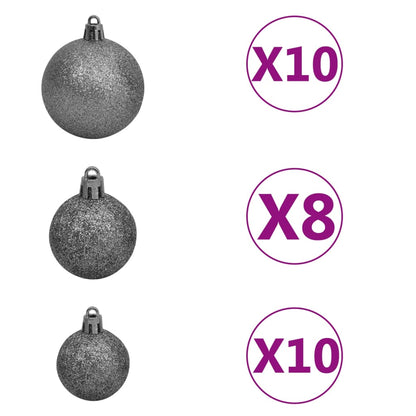 120-Delige Kerstballenset Met Piek En 300 Led's Wit En Grijs 120 - Design Meubelz