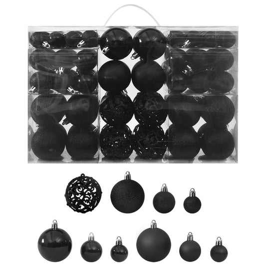 100-Delige Kerstballenset Zwart Zwart