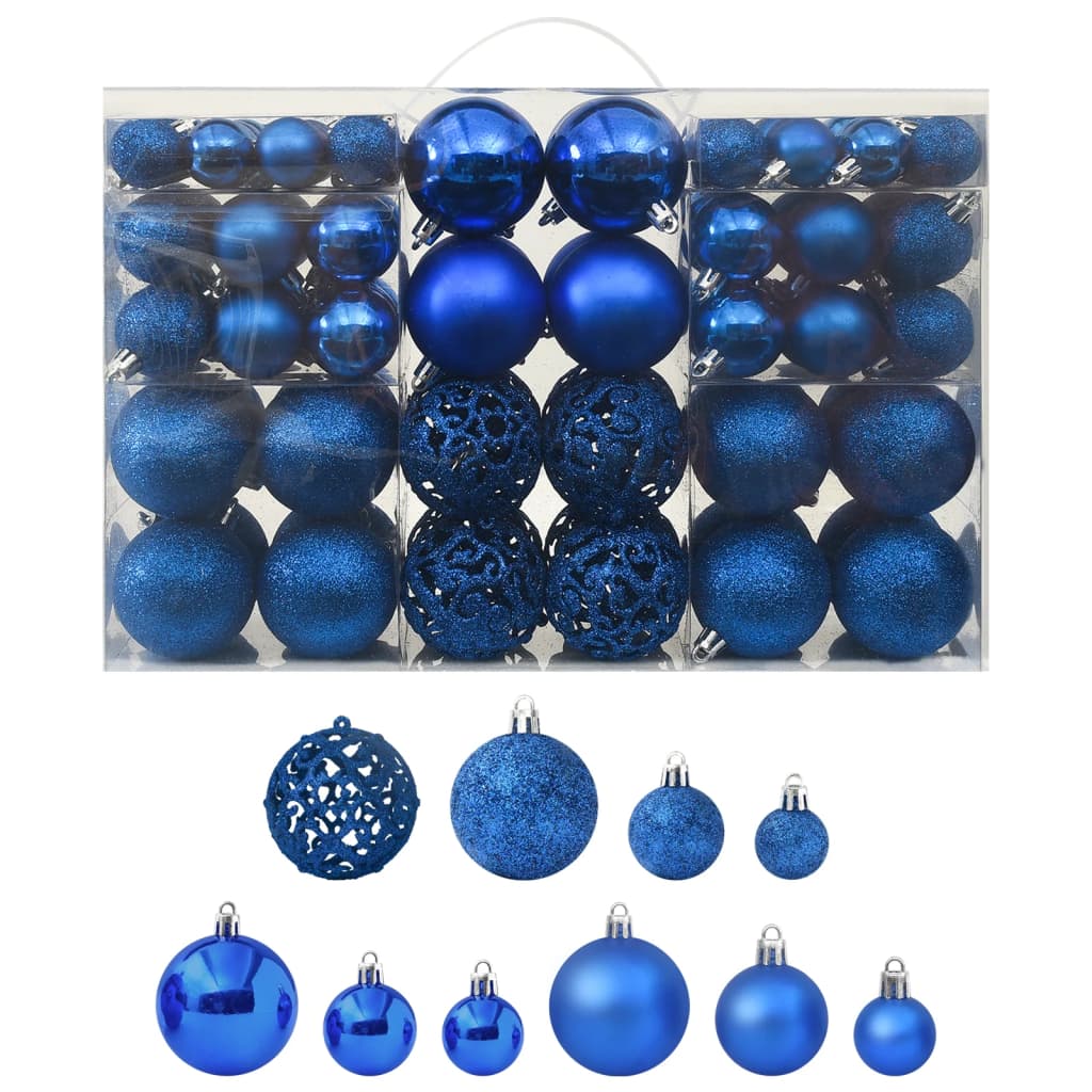 100-Delige Kerstballenset Blauw Blauw - Design Meubelz