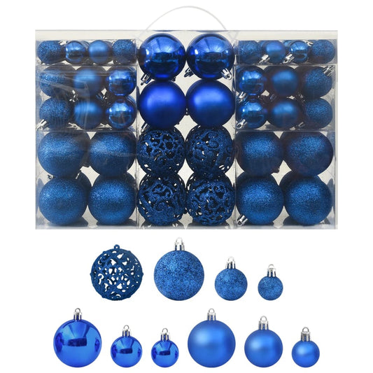 100-Delige Kerstballenset Blauw Blauw