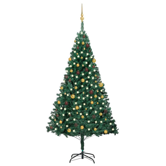 Kunstkerstboom Met Led's En Kerstballen 240 Cm Groen 240 x 125 cm - Design Meubelz