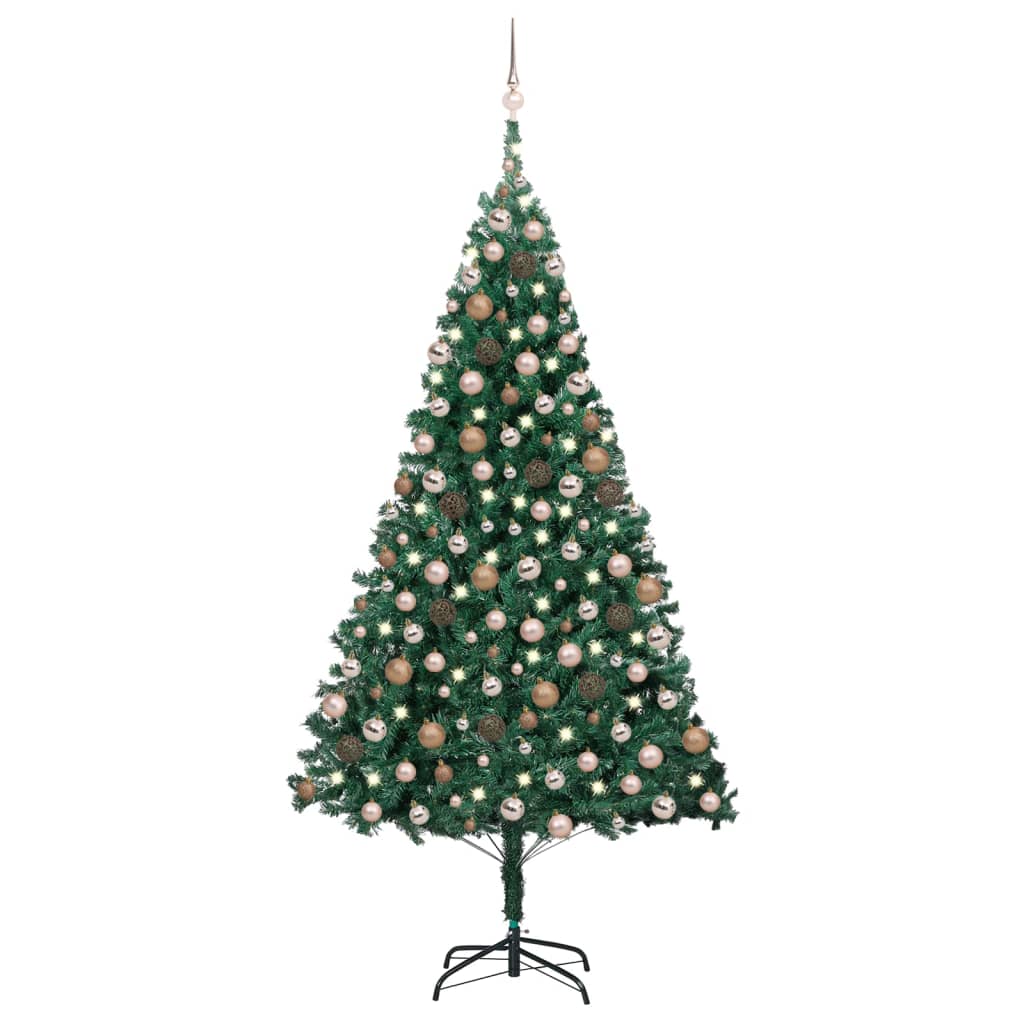 Kunstkerstboom Met Led's En Kerstballen 240 Cm Groen green and rose - Design Meubelz