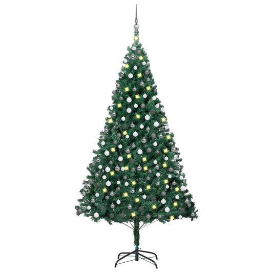 Kunstkerstboom Met Led's En Kerstballen 240 Cm Groen 240 x 125 cm - Design Meubelz