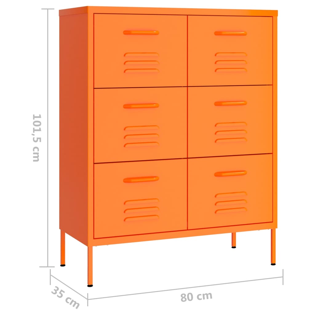 Ladekast 80X35X101,5 Cm Staal Oranje - Design Meubelz