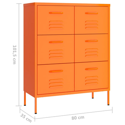 Ladekast 80X35X101,5 Cm Staal Oranje - Design Meubelz