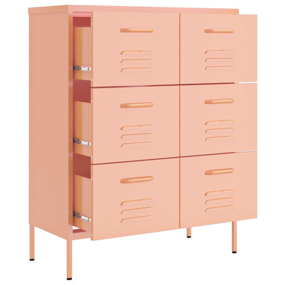 Ladekast 80X35X101,5 Cm Staal Roze - Design Meubelz