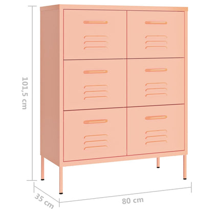 Ladekast 80X35X101,5 Cm Staal Roze - Design Meubelz