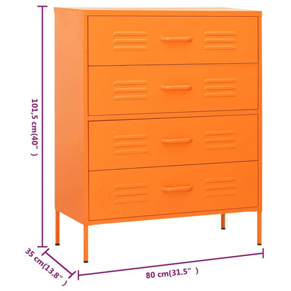 Ladekast 80X35X101,5 Cm Staal Oranje - Design Meubelz