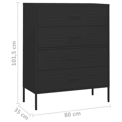 Ladekast 80X35X101,5 Cm Staal Zwart - Design Meubelz