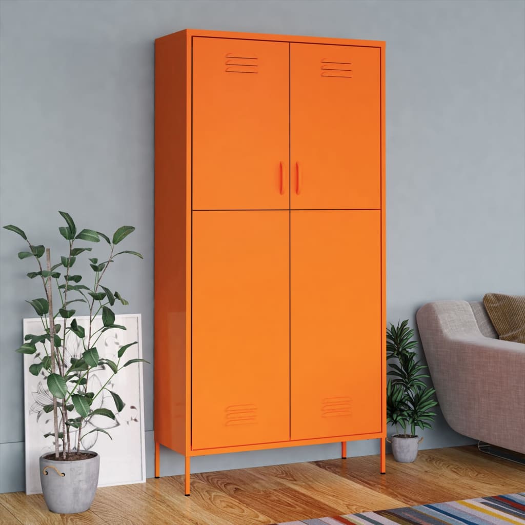 Kledingkast 90X50X180 Cm Staal Oranje - Design Meubelz