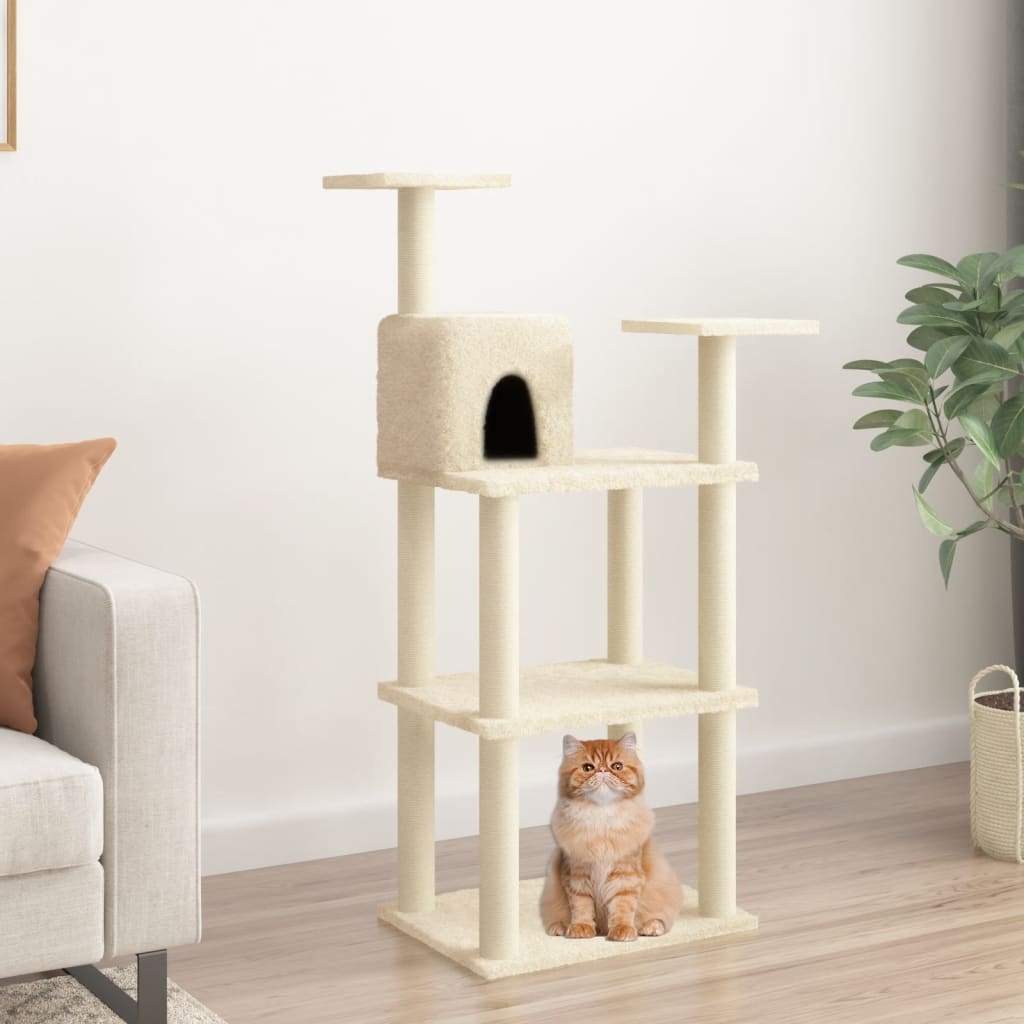 Kattenkrabpaal Met Sisal Krabpalen 119 Cm Crèmekleurig crème - Design Meubelz