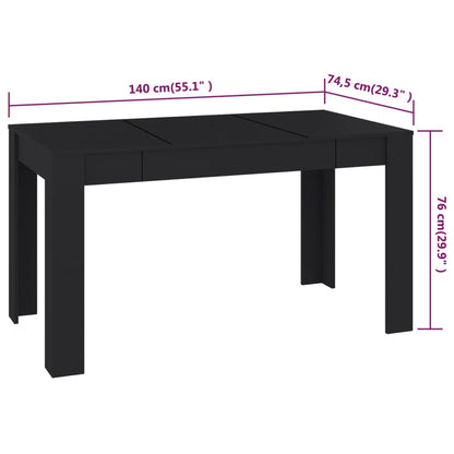 Eettafel 140X74,5X76 Cm Spaanplaat Zwart - Design Meubelz